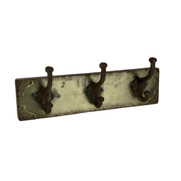 Faux Aged Steel Finish Industrial Style Triple Metal Wall Hook